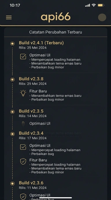 Riwayat Versi api66 untuk Pengguna Android