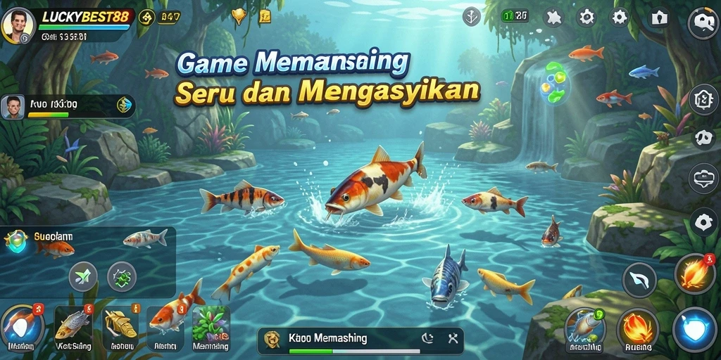 Antarmuka LUCKYBEST88 yang menampilkan aksi memancing yang menarik.