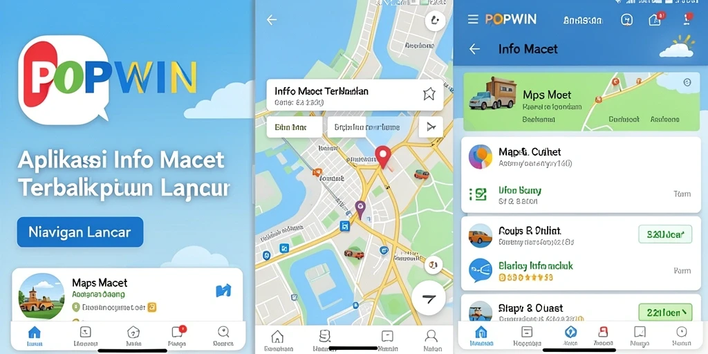 Tampilan antarmuka aplikasi POPWIN yang informatif mengenai Info Macet.