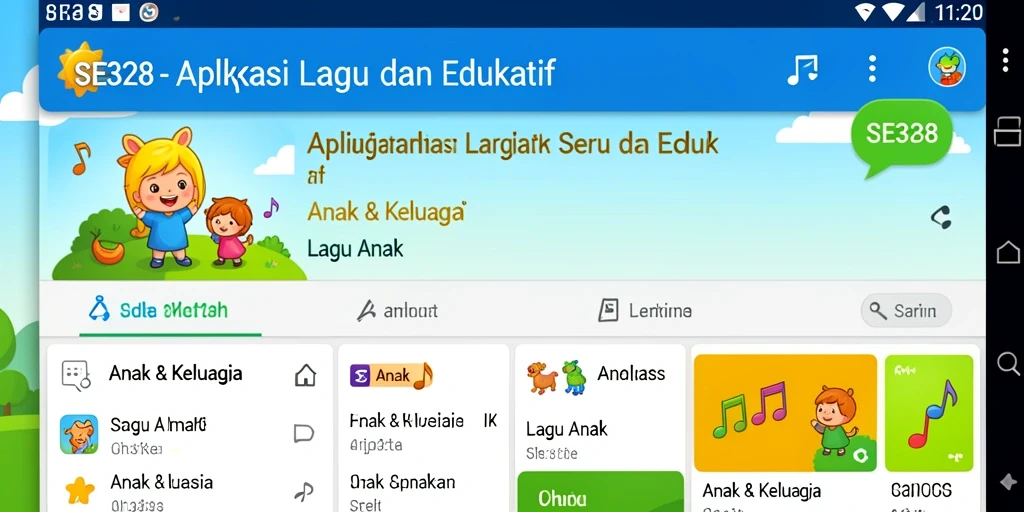 Antarmuka aplikasi SE328 yang menarik dan ramah anak.
