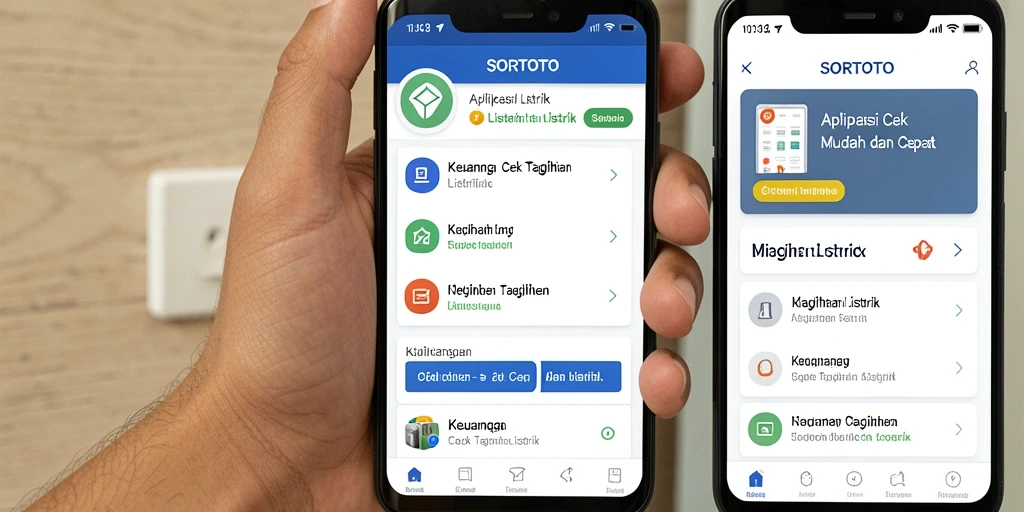 Tampilan antarmuka utama SORTOTO untuk cek tagihan listrik.